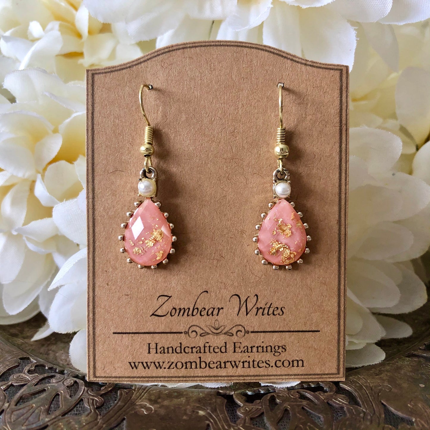 Pink Teardrop Earrings