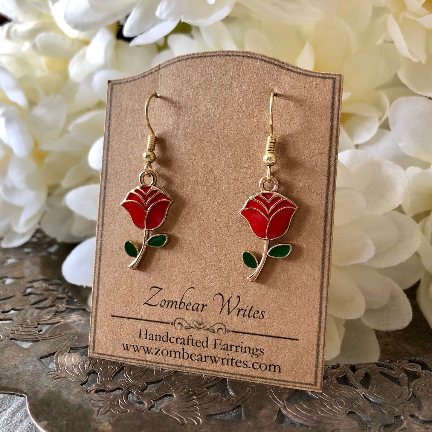 Red Rose Earrings