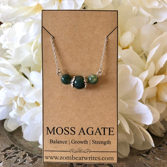 Moss Agate Natural Gemstone Necklace