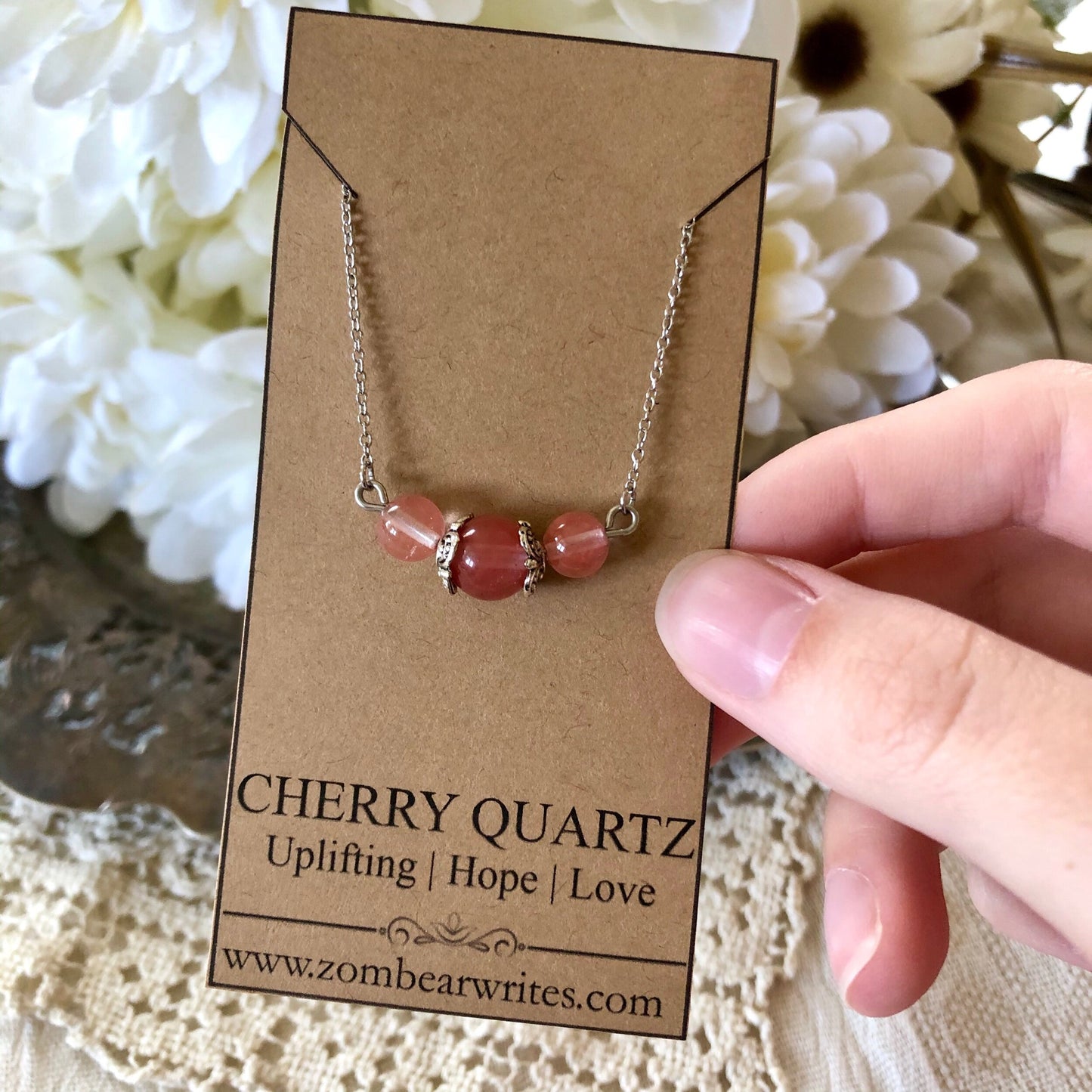 Cherry Quartz Natural Gemstone Necklace