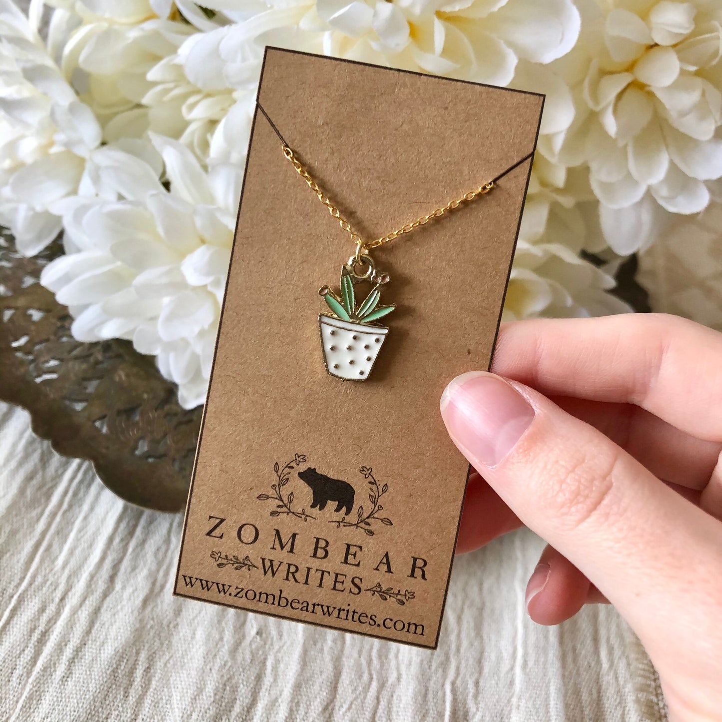 Cactus Necklace - White