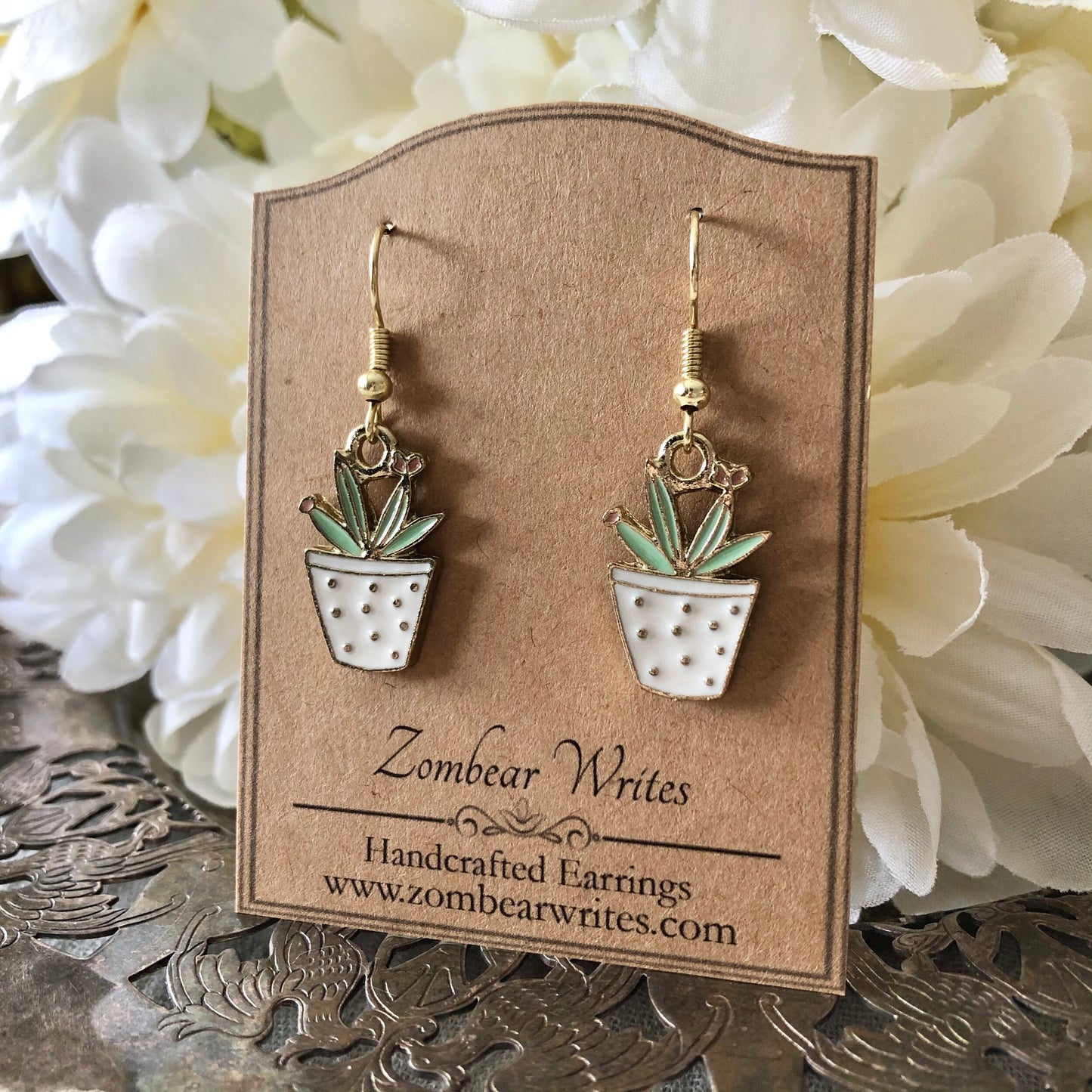 Cactus Earrings - White