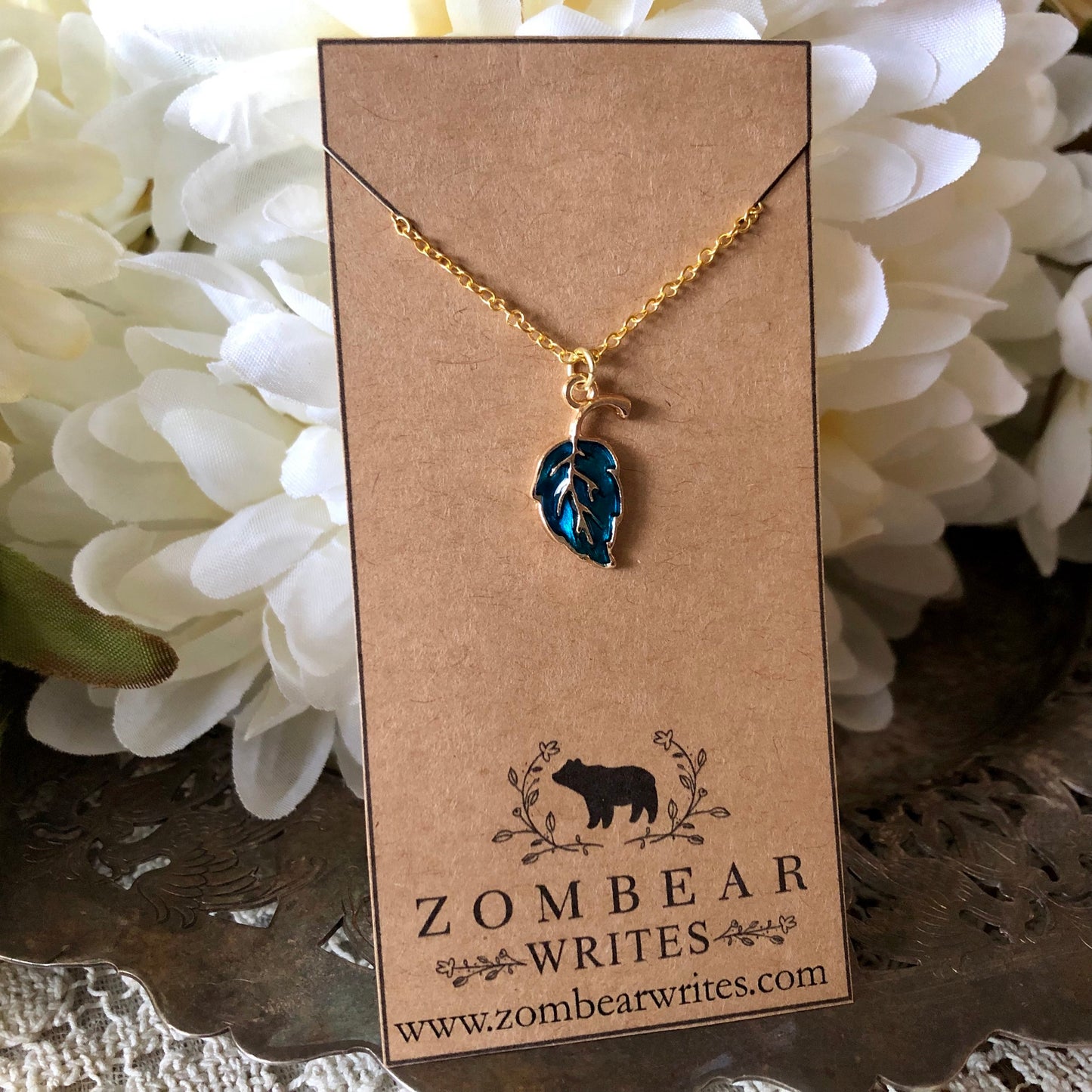 Leaf Necklace - Blue