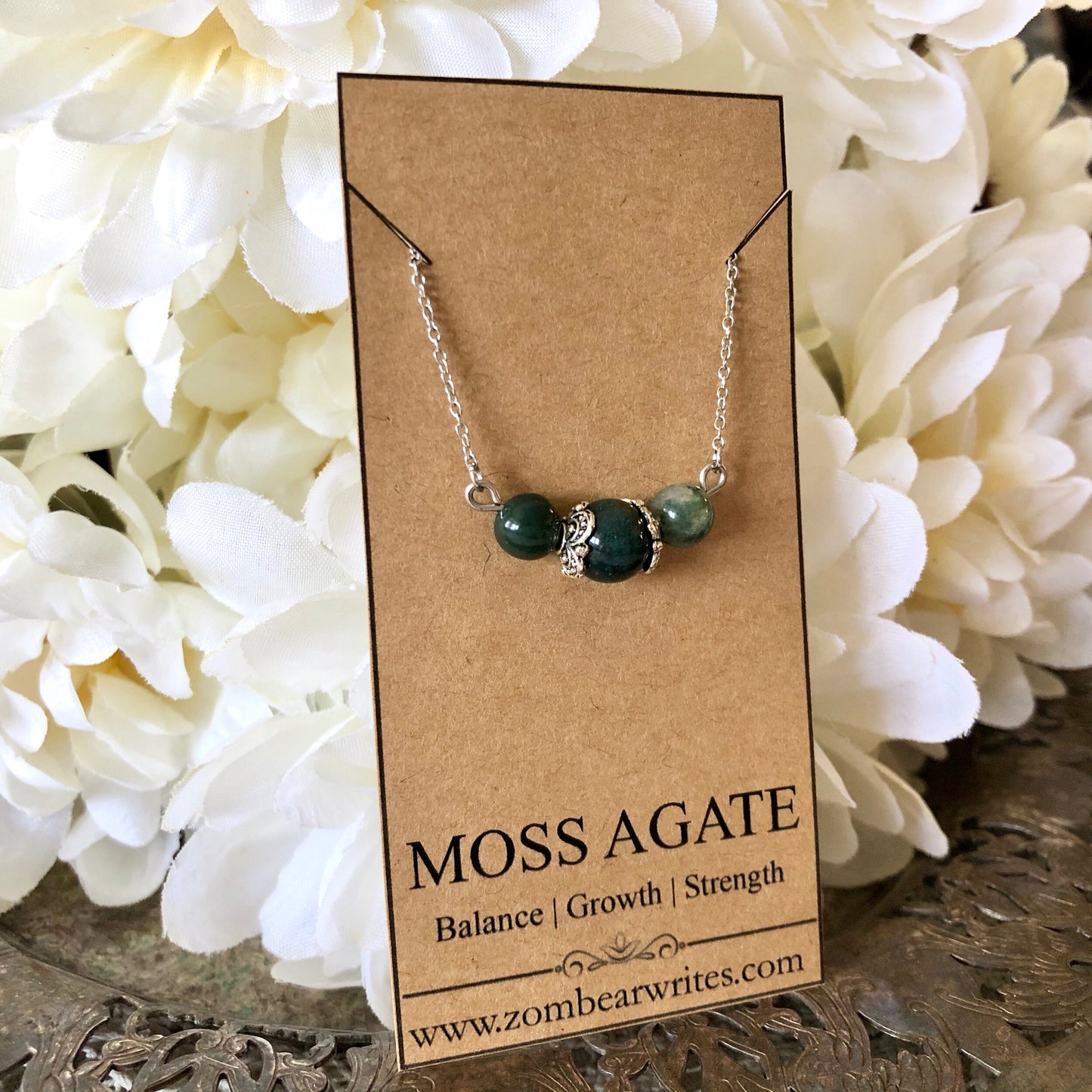Moss Agate Natural Gemstone Necklace