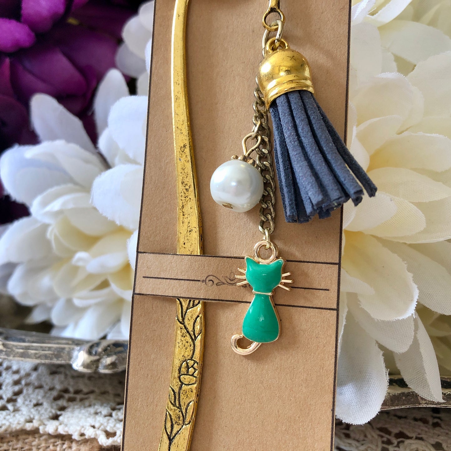 Teal Cat Bookmark