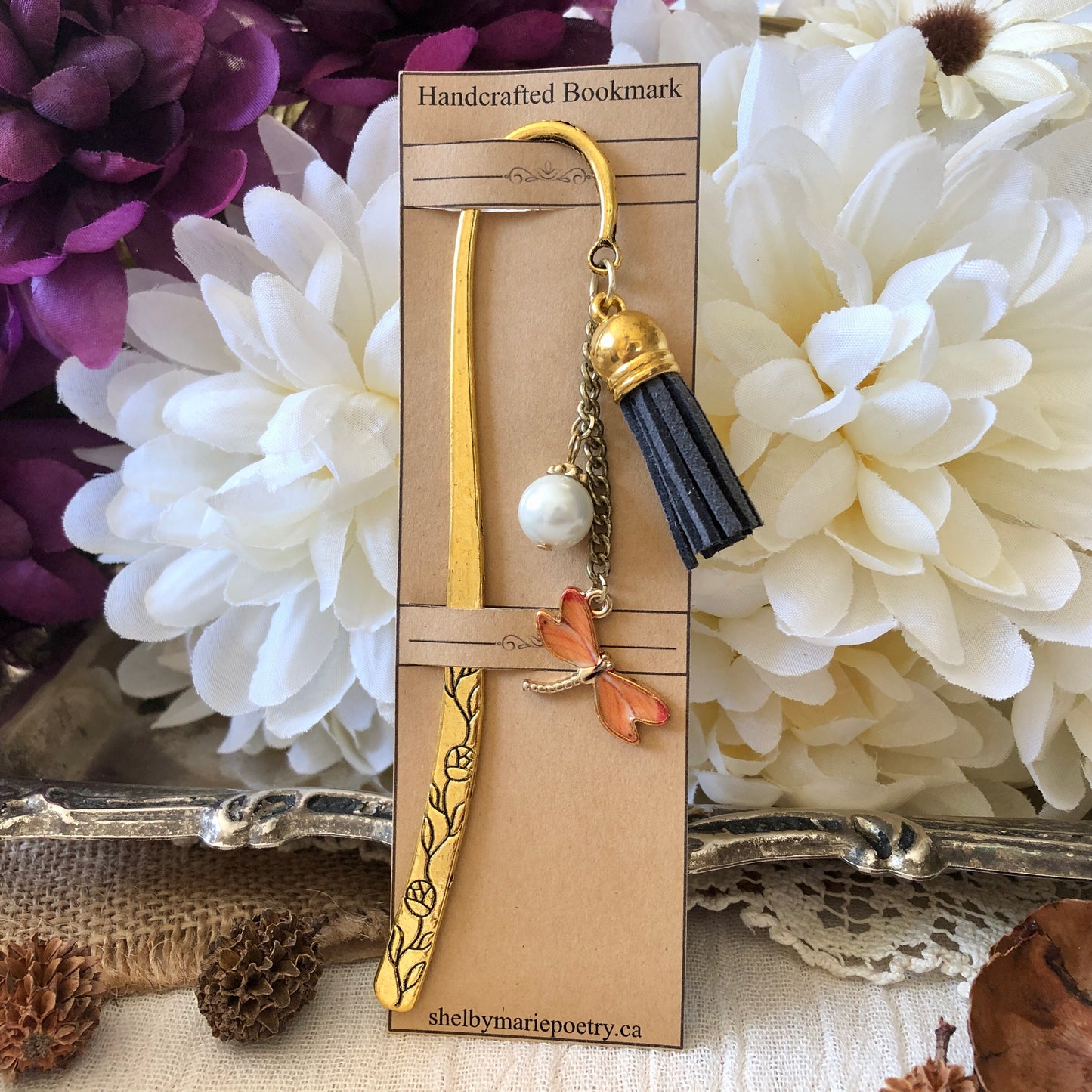 Orange Dragonfly Bookmark