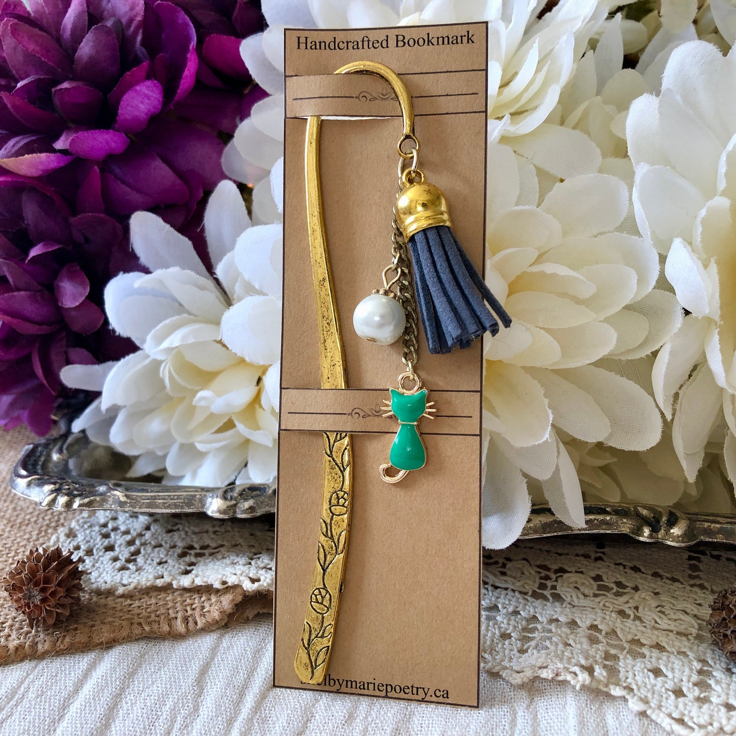Teal Cat Bookmark