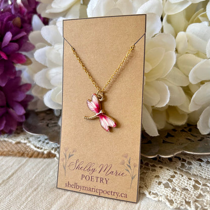 Pink Dragonfly Necklace