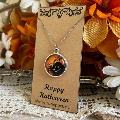 Jack-O-Lantern Dome Necklace