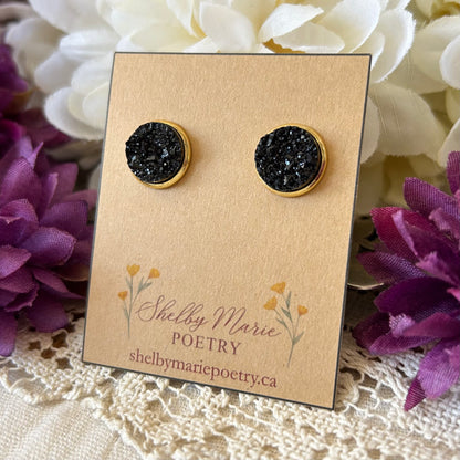 Black Geode Stud Earrings