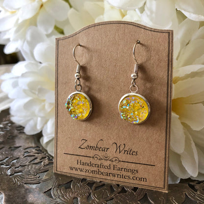 Sunshine Yellow Geode Earrings