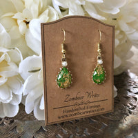 Green Teardrop Earrings