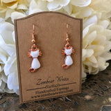White and Rose Gold Cat Earrings