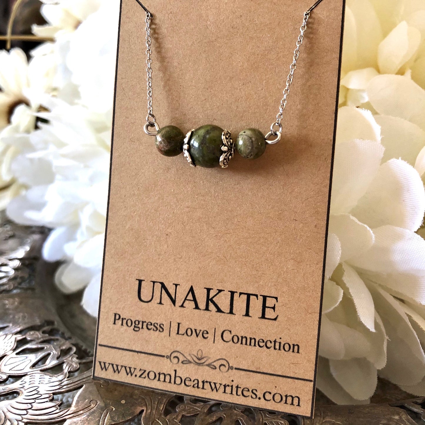 Unakite Natural Gemstone Necklace