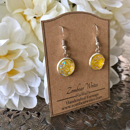 Sunshine Yellow Geode Earrings