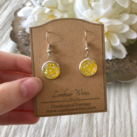 Sunshine Yellow Geode Earrings