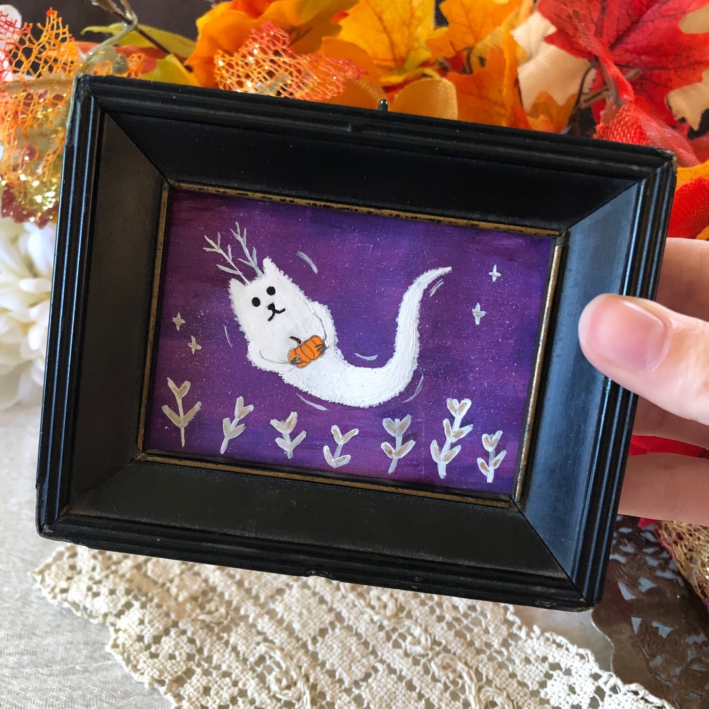 Framed Original - Pumpkin Ghost Beasty Painting