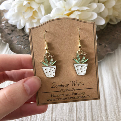 Cactus Earrings - White