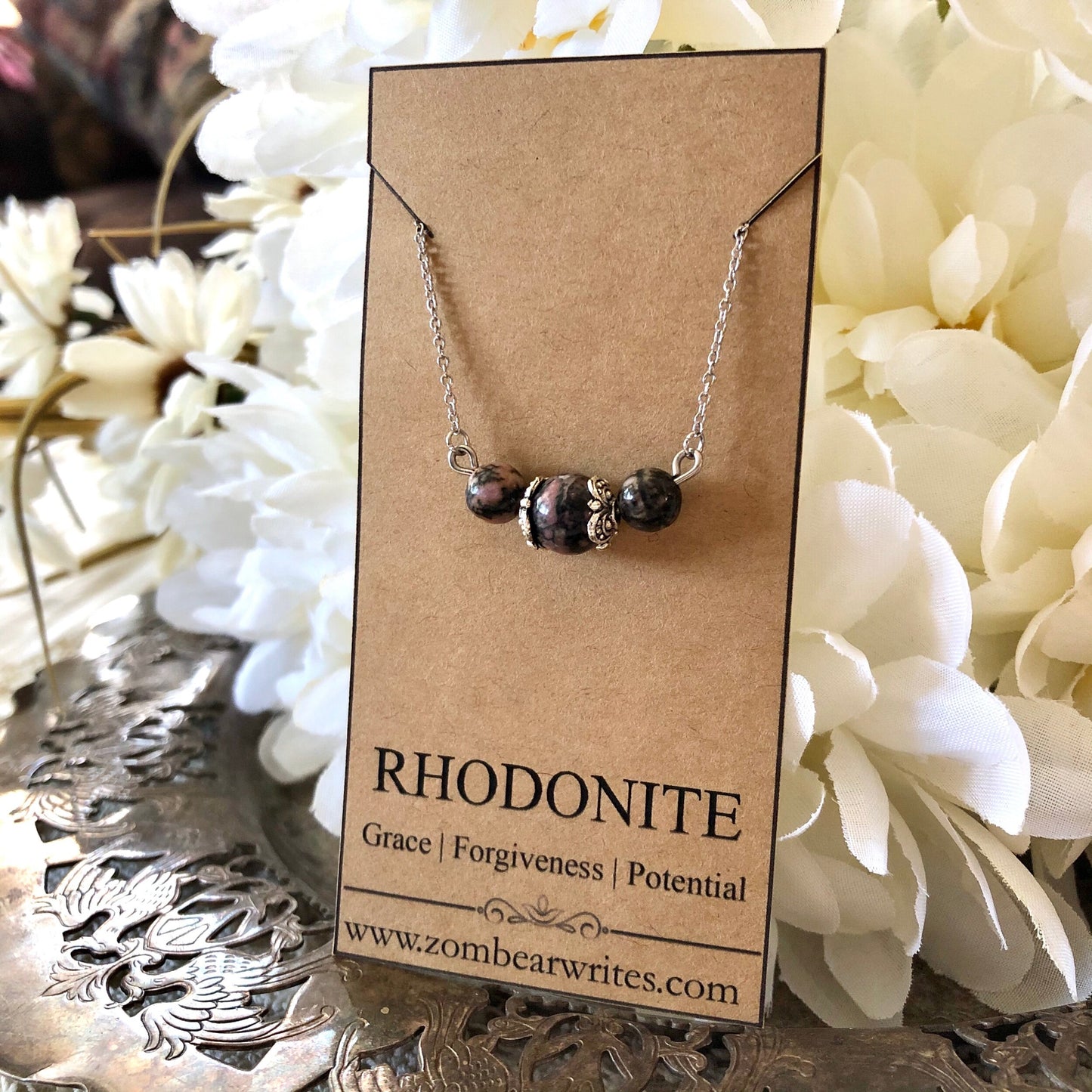 Rhodonite Natural Gemstone Necklace
