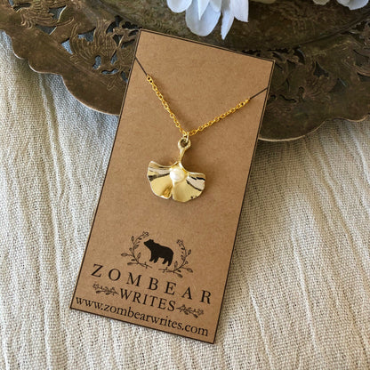 Gold Ginkgo Leaf Necklace