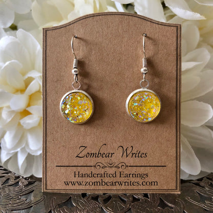 Sunshine Yellow Geode Earrings