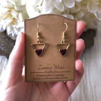 Burgundy Triangle Earrings
