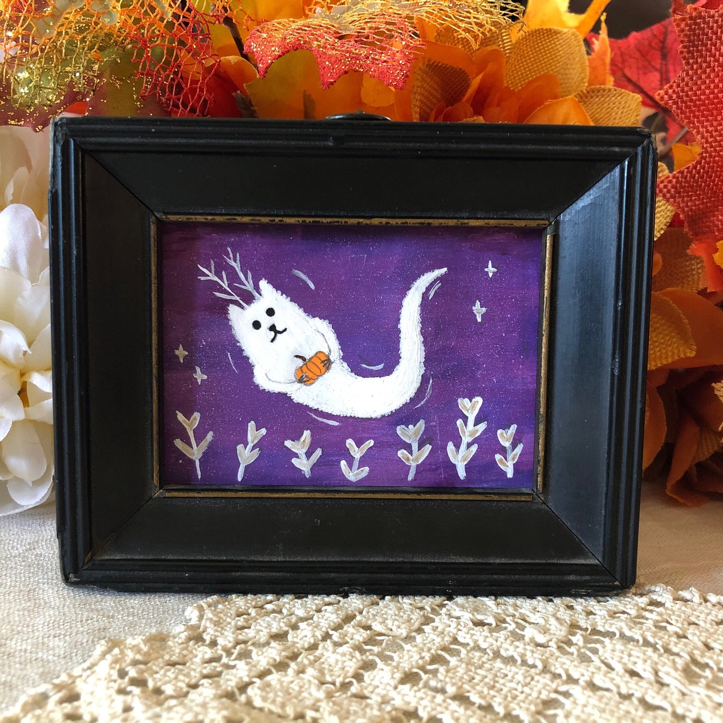 Framed Original - Pumpkin Ghost Beasty Painting