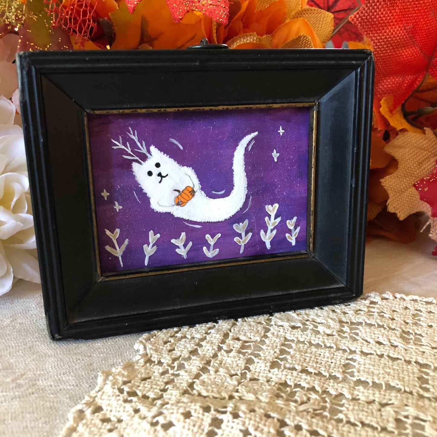 Framed Original - Pumpkin Ghost Beasty Painting