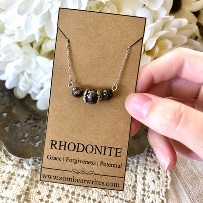 Rhodonite Natural Gemstone Necklace