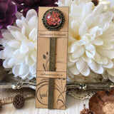 Red Pressed Flower Bookmark in Bronze
