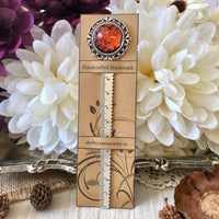 Red Pressed Flower Bookmark in Silver
