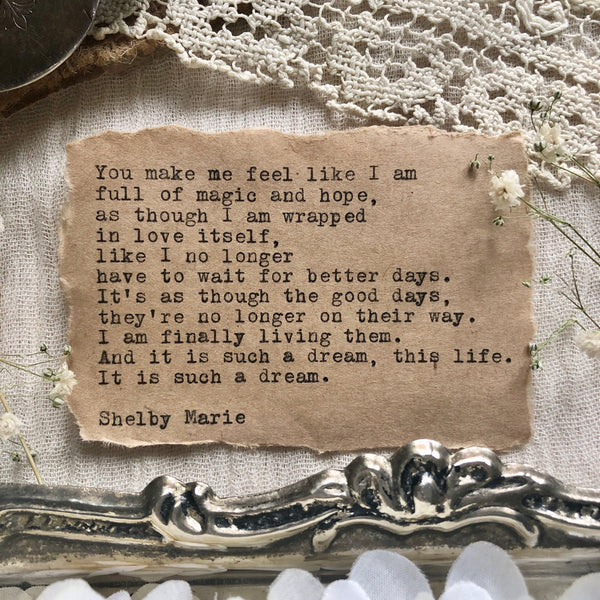 A Dream - Hand Typed Poem