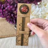 Red Pressed Flower Bookmark in Bronze