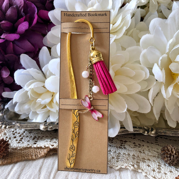 Pink Dragonfly Bookmark